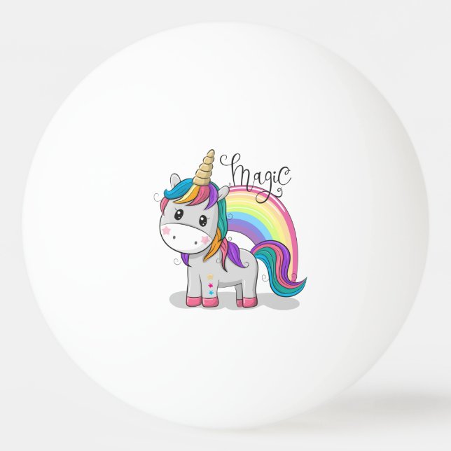 Sweet unicorn with big eyes ping pong ball (Front)