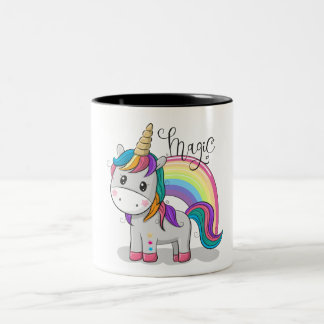 Sweet unicorn with big eyes Two-Tone coffee mug