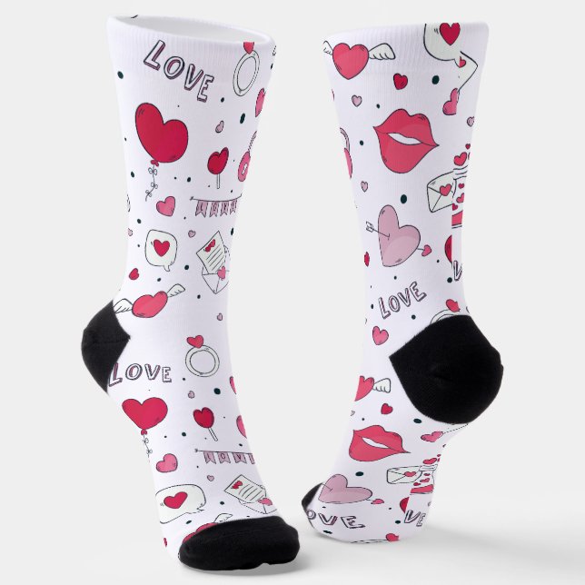 Sweet Valentine All Over Print Pattern Socks (Angled)