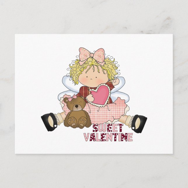 sweet valentine blonde little girl cutie holiday postcard (Front)