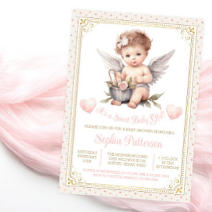 Sweet Valentine Cherub Baby Shower Invitation