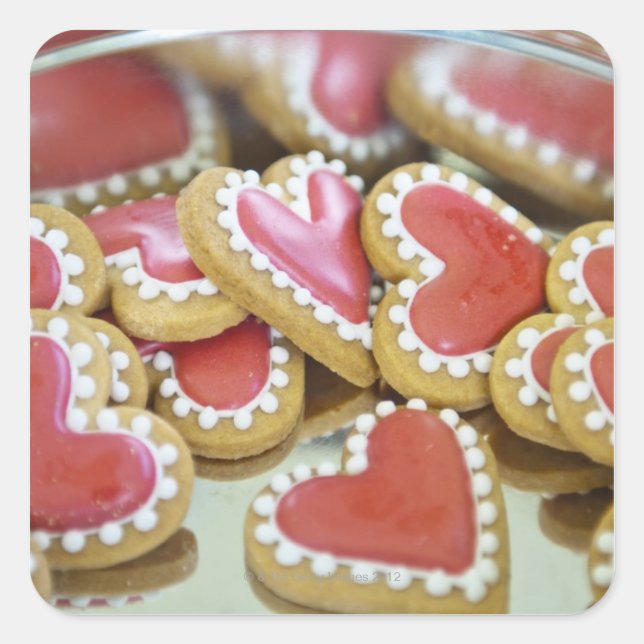 sweet valentine cookies in a tin biscuit box square sticker (Front)