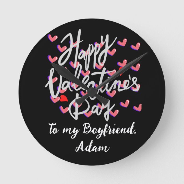 sweet valentine couple personalised customise  round clock (Front)