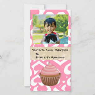 Sweet Valentine Cupcake Kid's Holiday Card