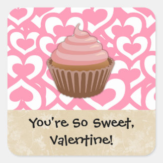 Sweet Valentine Cupcake Square Sticker