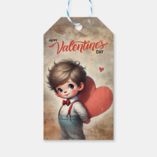 Sweet Valentine Gift Tag - Boy with Heart