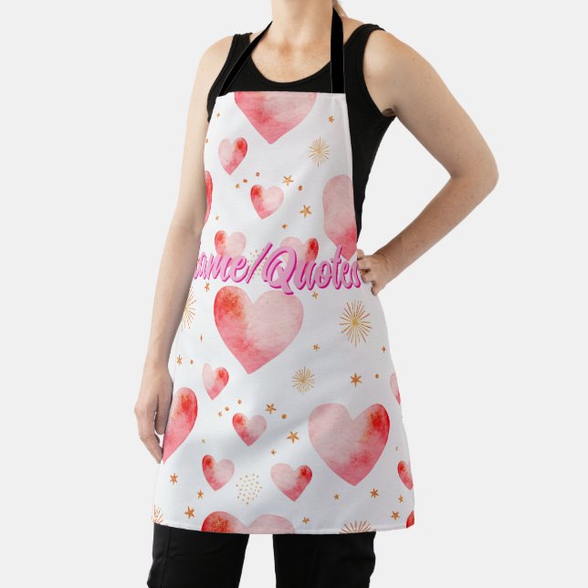 Sweet Valentine Heart Pattern with Golden Glitter Apron (Insitu)