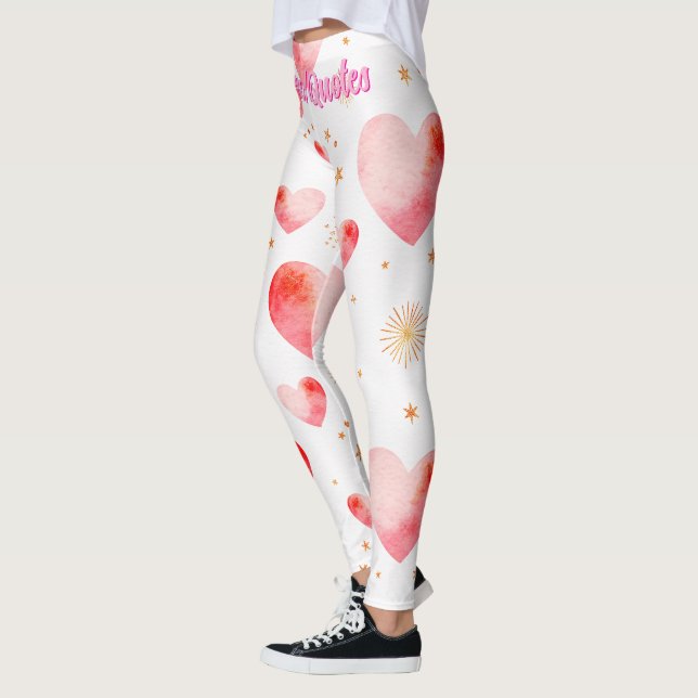 Sweet Valentine Heart Pattern with Golden Glitter Leggings (Left)