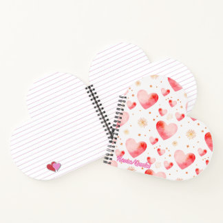 Sweet Valentine Heart Pattern with Golden Glitter Notebook