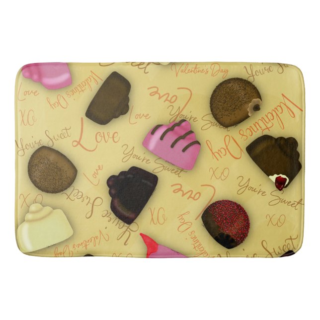 Sweet Valentine - Valentine's Day Candy Pattern Bath Mat (Front)