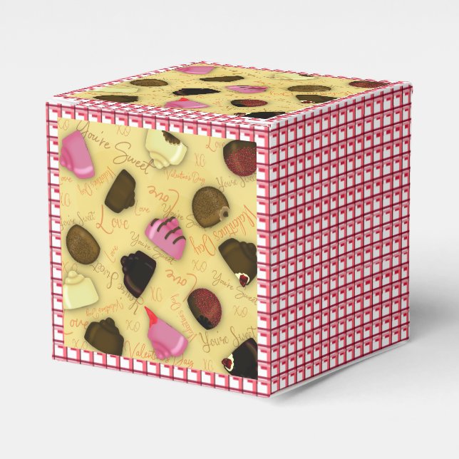 Sweet Valentine - Valentine's Day Candy Pattern Favour Box (Front Side)