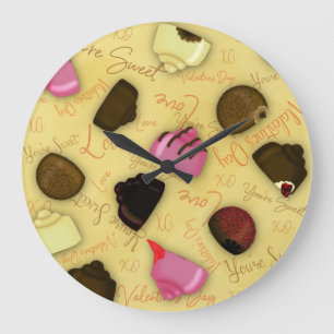 Sweet Valentine - Valentine's Day Candy Pattern Large Clock