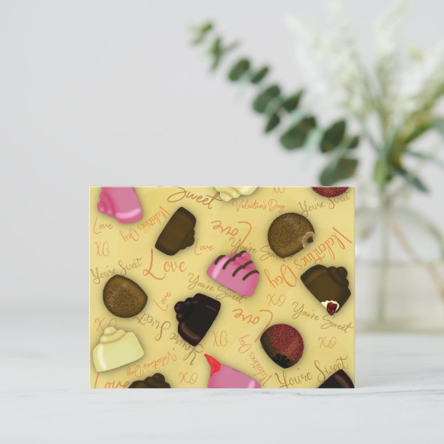 Sweet Valentine - Valentine's Day Candy Pattern Postcard (Standing Front)