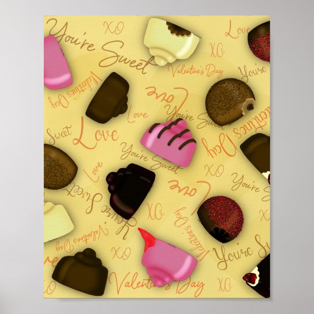 Sweet Valentine - Valentine's Day Candy Pattern Poster (Front)