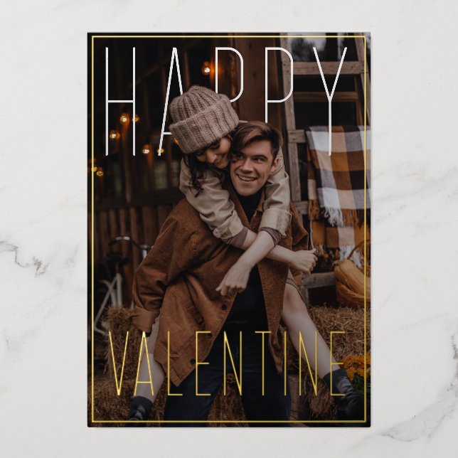 Sweet Valentine Wishes Lovely Couple PhotoPop Foil Holiday Card (Front)