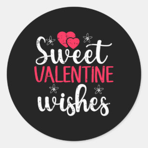 Sweet Valentine Wishes Valentines Day Cute Heart L Classic Round Sticker