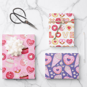 Sweet Valentine's Cookies & Cupcakes Wrapping Paper Sheet