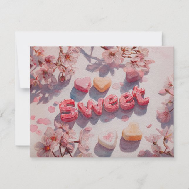 Sweet Valentines Day Card with Cherry blossom (Front)