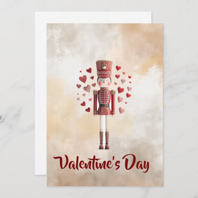 Sweet Valentines Day Nutcracker Romantic Card (Front/Back)