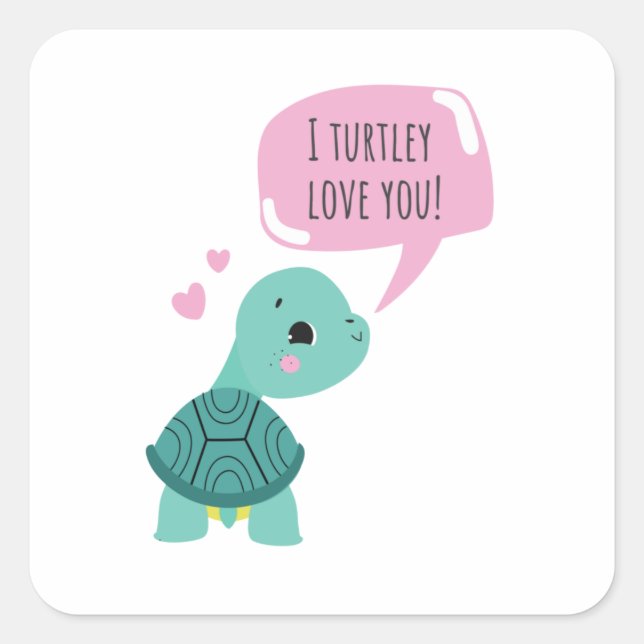 Sweet Valentines gift - I turtley love you Sticker (Front)