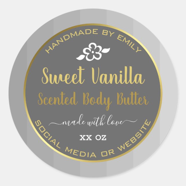 Sweet Vanilla Product Packaging Labels Gold Grey (Front)
