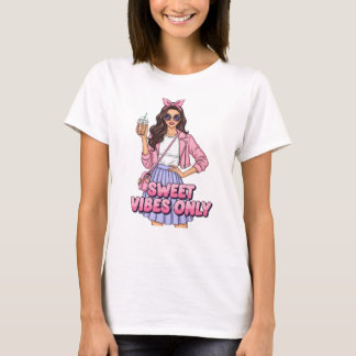 Sweet Vibes Only Graphic Tee  Girly Pastel Pop Art