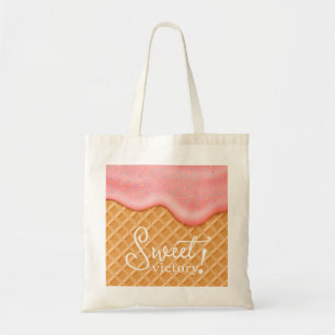 Sweet Victory Ice Cream Cone Sprinkles Fun Pink Tote Bag