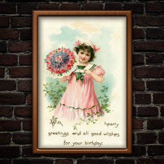 Sweet Vintage 1907 Birthday Bouquet Wishes Poster