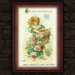 Sweet Vintage 1908 Floral Girl Birthday Poster<br><div class="desc">• This charming poster series is restored from original vintage postcards, cherished by my great-grandfather in England. Each design captures the timeless innocence and beauty of these classic illustrations, now digitally enhanced to mint condition for a delightful display. • A black frame texture is available as an optional feature for...</div>