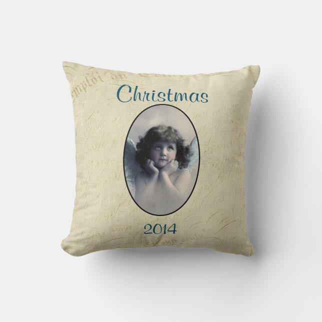 Sweet Vintage Angel Christmas Memento Cushion (Front)