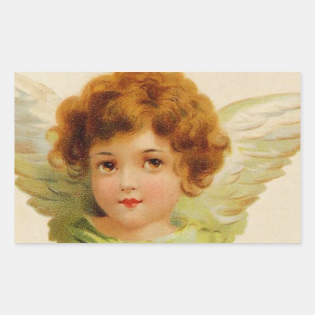 Sweet Vintage Angel Face Rectangular Sticker (Front)