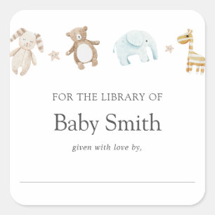 Sweet Vintage Baby Shower Library Square Sticker