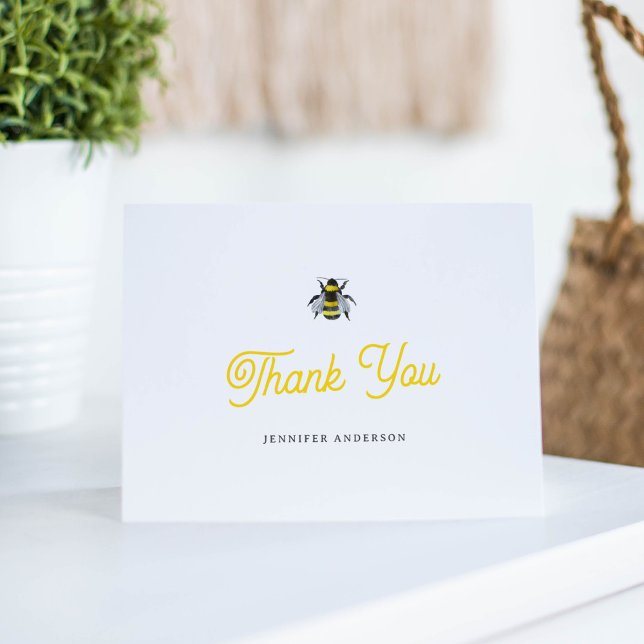 Sweet Vintage Bumblebee Mama-To-Bee Baby Shower Thank You Card (Creator Uploaded)