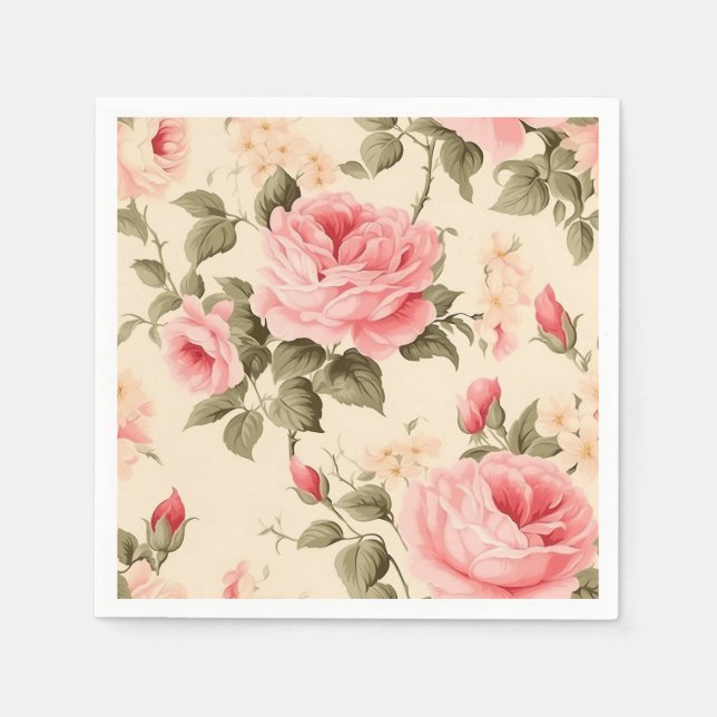 Sweet Vintage English Roses  Napkin (Front)