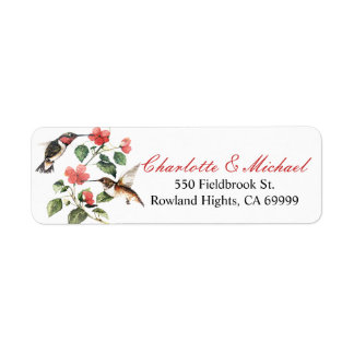 Sweet Vintage Floral Hummingbirds Pair