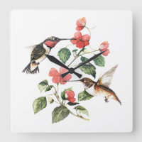 Sweet Vintage Floral Hummingbirds Pair