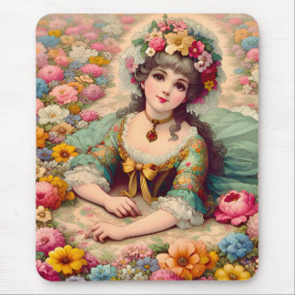 ~ Sweet Vintage Girl Flowers ~ Mousepad