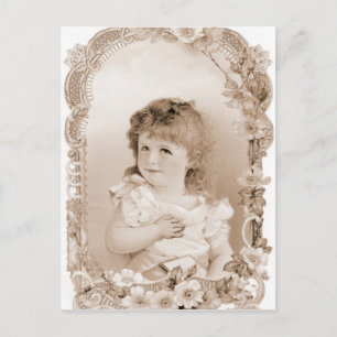 Sweet Vintage Girl Postcard