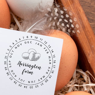 Sweet Vintage Hand-drawn Eggs Round Family Farm Self-inking Stamp