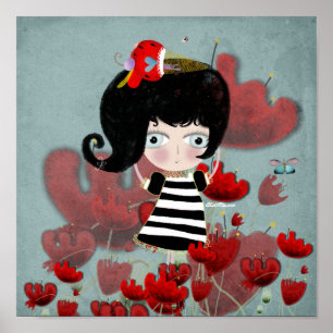 Sweet vintage love doll poppy canvas whimsy art poster
