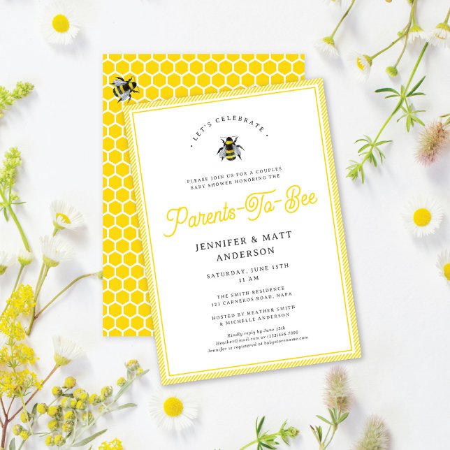 Sweet Vintage Parents-To-Bee Baby Shower Invitation (Creator Uploaded)