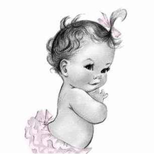 Sweet Vintage Pink Baby Girl Shower Standing Photo Sculpture