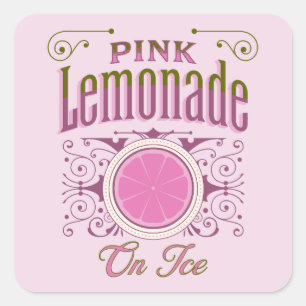 Sweet Vintage Pink Lemonade On Ice Square Sticker