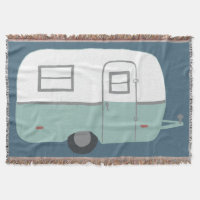 Sweet Vintage Trailer Camper RV on deep blue