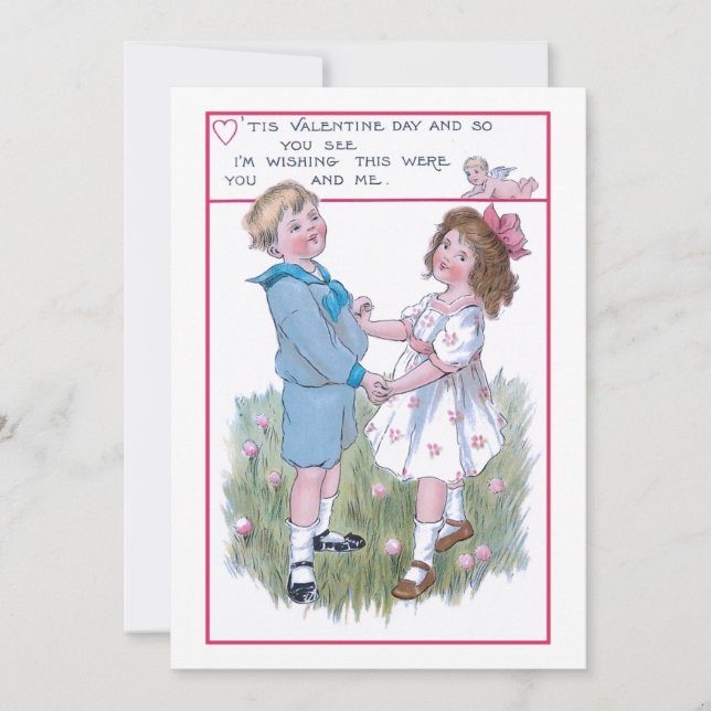 Sweet Vintage Valentine Children Holiday Card (Front)