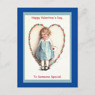 Sweet Vintage Valentine Girl Image on Postcard