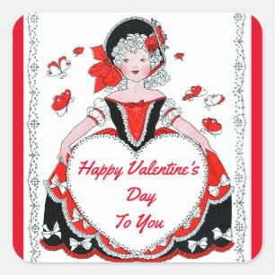 Sweet Vintage Valentine Lady Sticker