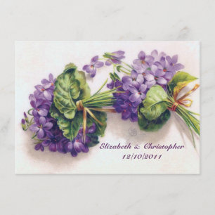 Sweet Vintage Violet Flowers Wedding Bouquets Invitation