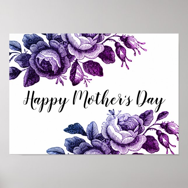 Sweet Violet Floral Mother's Day Poster (Front)