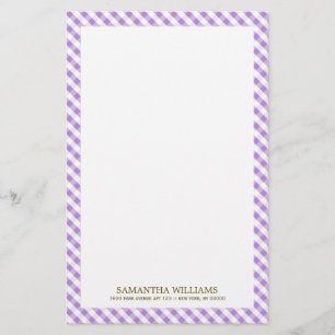 Sweet Violet Gingham Pattern Stationery
